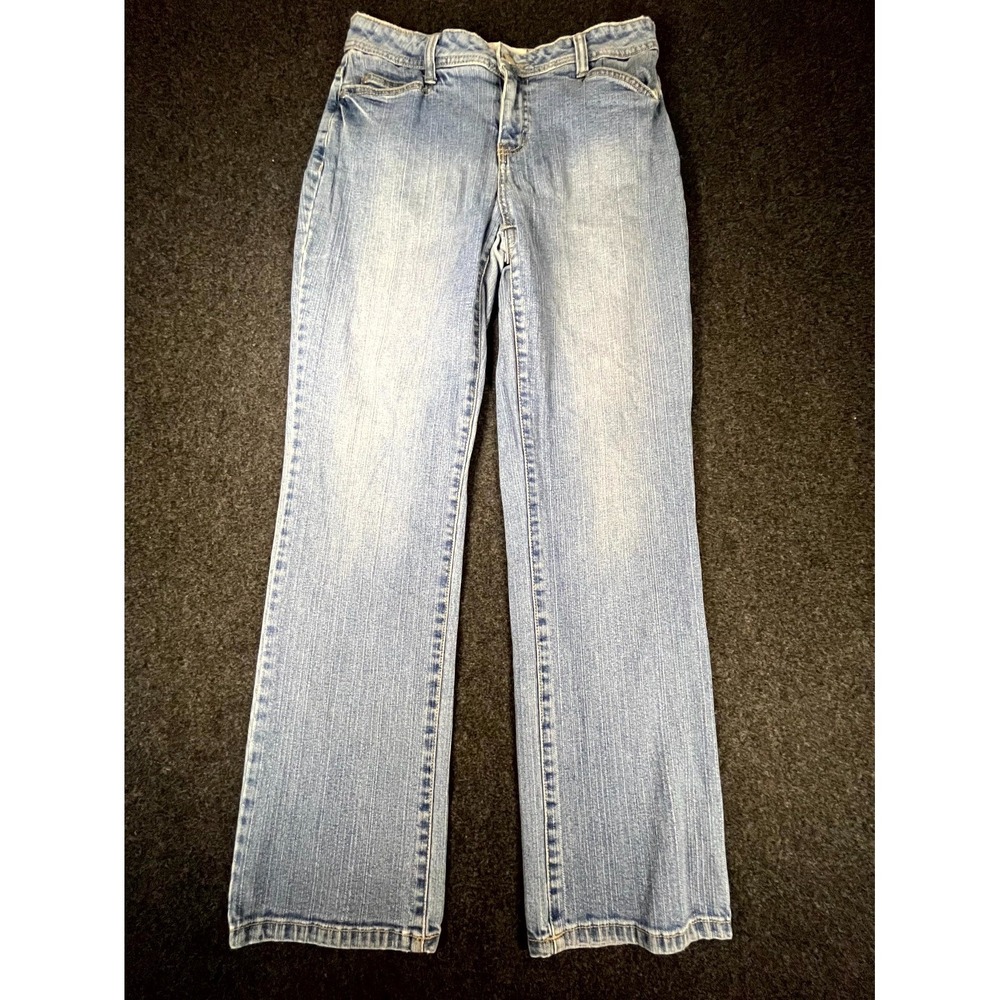 Fashion Bug Jeans Womens 12 Blue Straight Leg Light Wash Stretch Cotton Denim‎